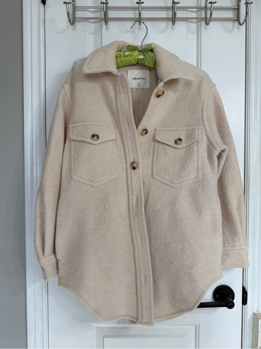 Aritzia Cream Button-Front Overshirt Jacket
